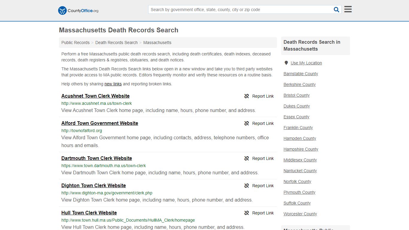 Death Records Search - Massachusetts (Death Certificates ...